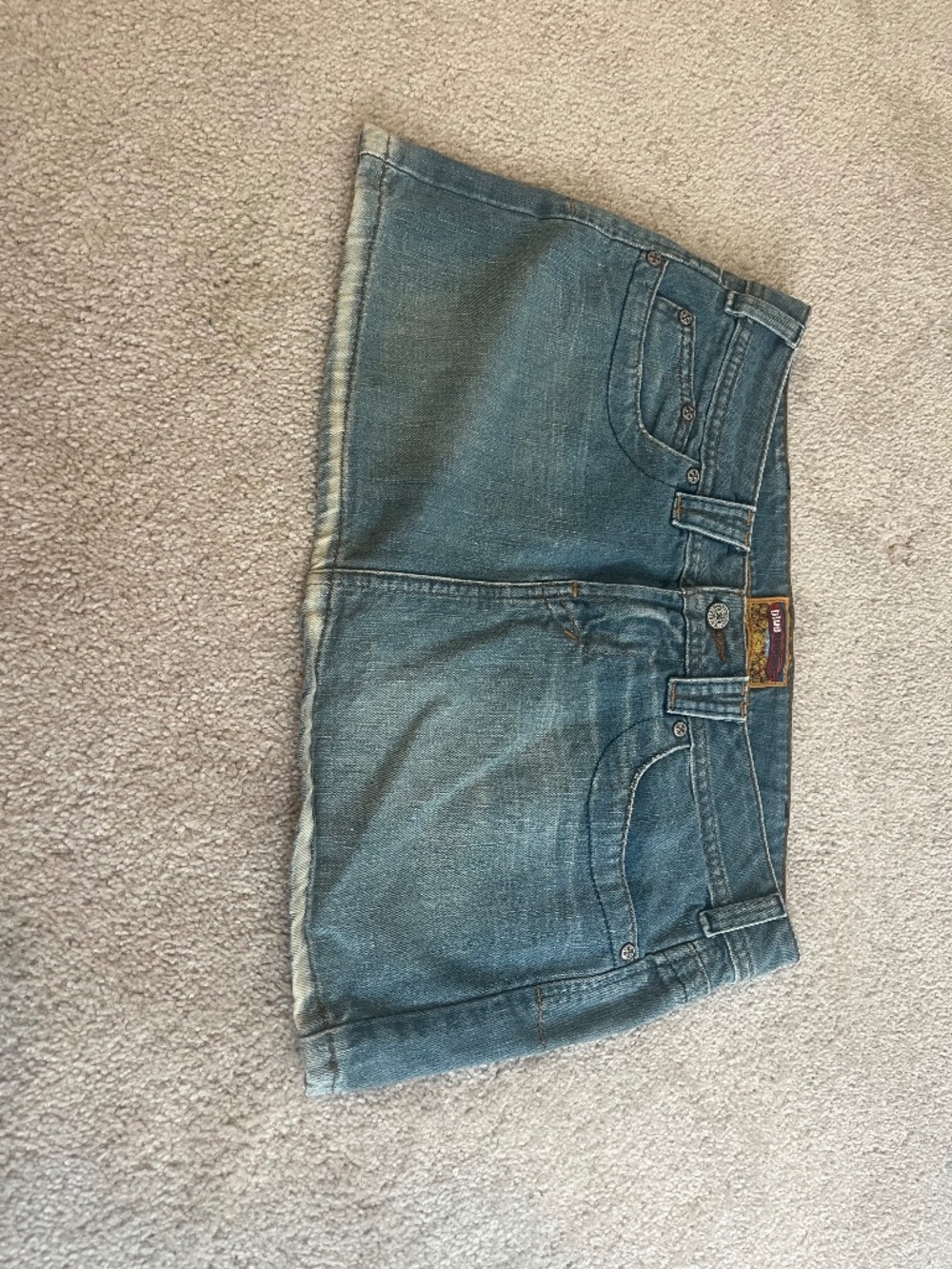 Vintage 00s Denim Mini Skirt Size Small Blue Asphalt
